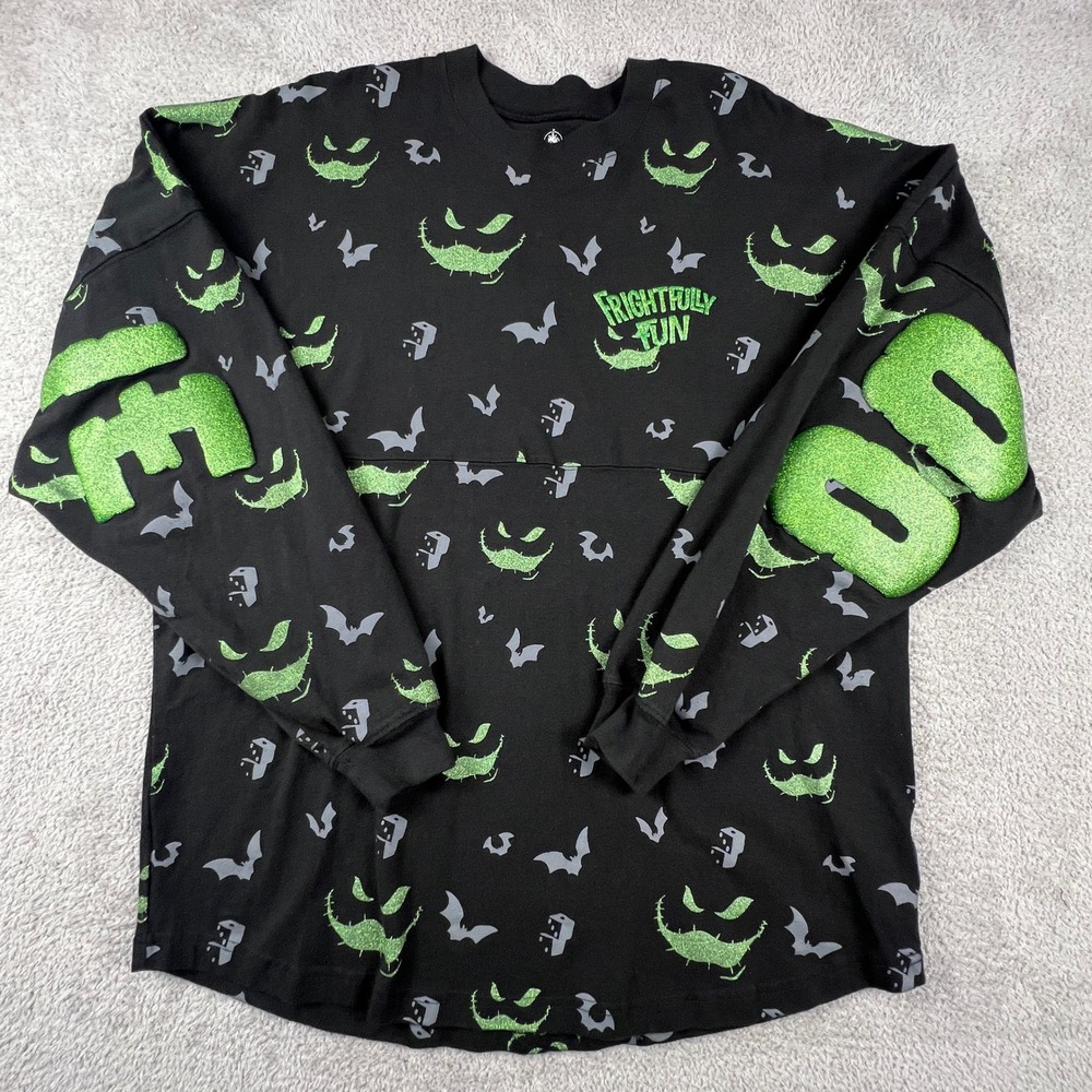 Disney Parks Spirit Jersey Oogie Boogie Bash Frightfully Fun L Glitter Goth RARE